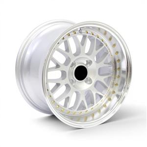 15″ TWC493 4×100 Silver Machine Lip With Gold Rivets Alloy Wheels