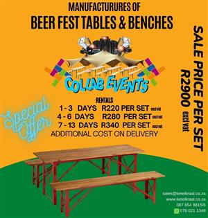 Benches and Tables to Rent!