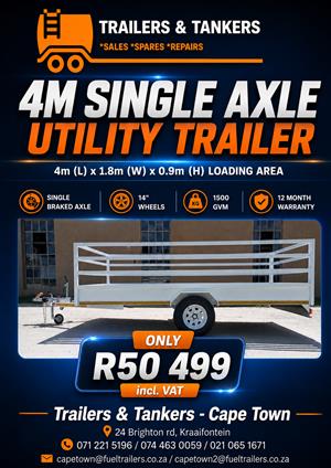 4m SINGLE AXLE UTILITY TRAILER