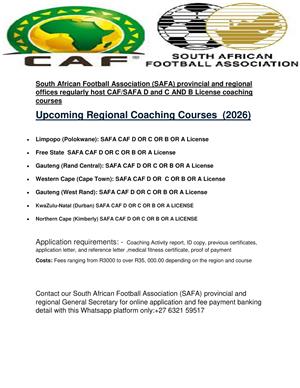 Apply online SAFA/CaF Upcoming Coaching Course 2026