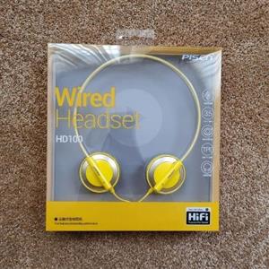 yellow wired headset 