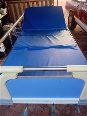 3 Crank Manual Hospital Bed with Mattress.