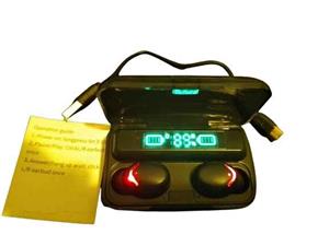 Brand New Sleek Wireless Headset with Display & Charging Case – Black