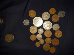SOUTH AFRICAN OLD COINS AND NELSON MANDELA R5S COINS,191 COINS IN TOTAL,FOR SALE