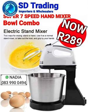 7 Speed Hand Mixer With Stainless Steel Bowl