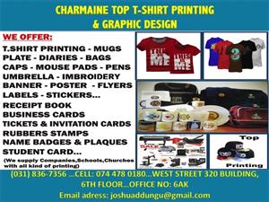CHARMAINE T-SHIRT & FACE MASK PRINTING AT A GOOD PRICE FROM R 35 CELL+27744780180