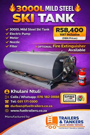 3000L MILD STEEL SKI TANK FOR DIESEL OR PARAFFIN