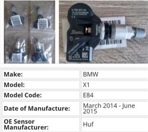 Bmw X1 TPMS tyre pressure monitor sensors and valves 