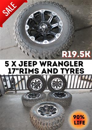 JEEP WRANGLER 2010 5 X 17" RIMS & TYRES FOR SALE 