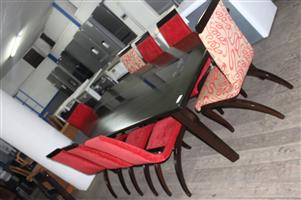 9 PIECE RED AND GREEN DINING ROOM SET S065848A