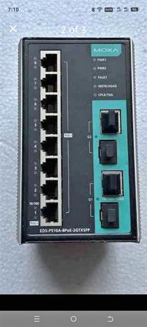 MOXA 8 PORT POE SWITCH EDS-P510A-8POE-2CTXSFP-T  PS & Bracket Included   We courier nationw