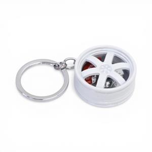 Keyring with 5-Spoke JDM Wheel (White)