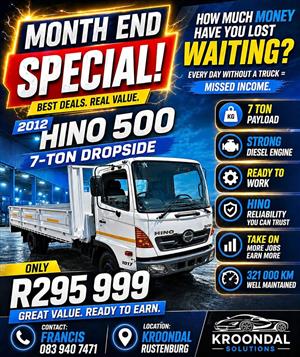2012 Toyota Hino 500 7 ton drop side