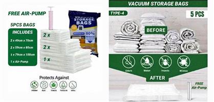 5pc vacuum bags with storage pump online orders