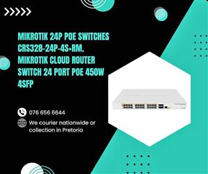 MIKROTIK 24P POE SWITCHES CRS328-24P- 4S+RM. MIKROTIK CLOUD ROUTER SWITCH 24 PORT POE 450W 4SFP