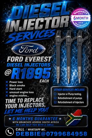 FORD EVEREST/FIGO 1,4/RANGER 2,5WL/RANGER 3L INJECTOR SERVICES AVAILABLE