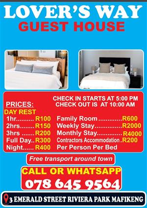 Lovers Way Guest House  Near Rugby Ground Mafikeng
