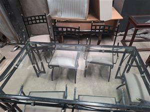 Glass Dining Table with 6 Chairs