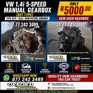 VW 1.4i 5 Speed Manual Gearbox 02T CLP CLS BLM for sale