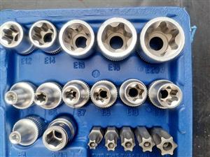 Socket set,, 34 piece socket male and female bit set