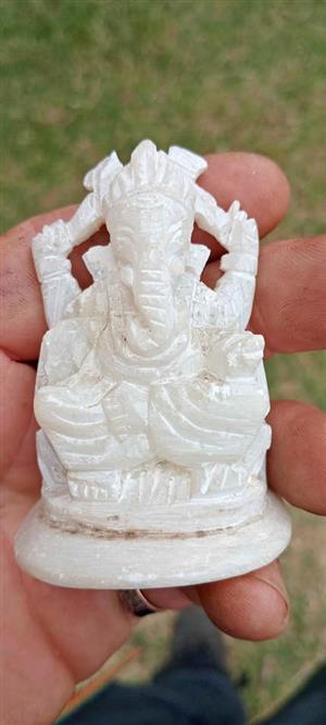 Authentic white Indian marble. Lord ganesha