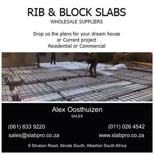 Rib & block slabs Polystyrene or Concrete