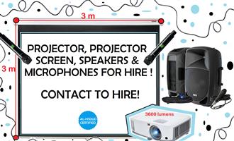 PROJECTOR & SPEAKERS FOR HIRE