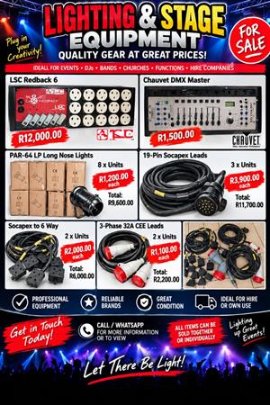 Stage lighting and 3 phase units plus cabling