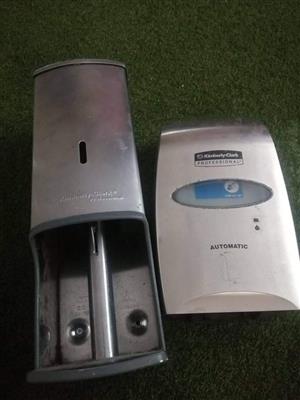 Kimberly clark stainless steel automatic soap dispenser and tissue holder for sale
