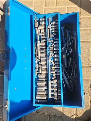 Toolbox 500mm long with veriaty sockets and spanners for sale