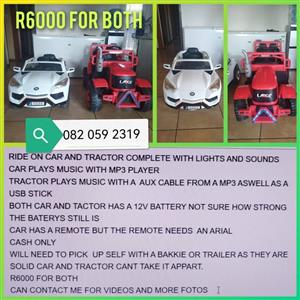 Kids ride on car and tractor