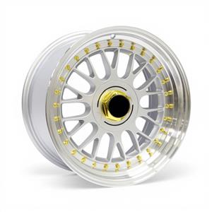 17″ TWC270 4/100 & 5/100 Silver Machine Lip with Gold Rivets Alloy Wheels
