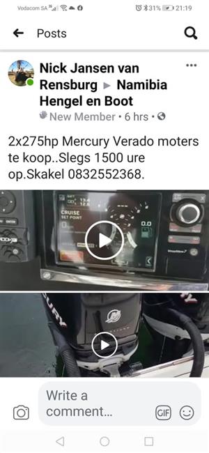  Mercury Verado 275 XL outboard engines