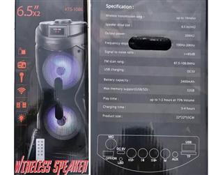 2x6.5"(inch) Bluetooth Rechargeable Speaker, New with 1 year warranty and includes delivery