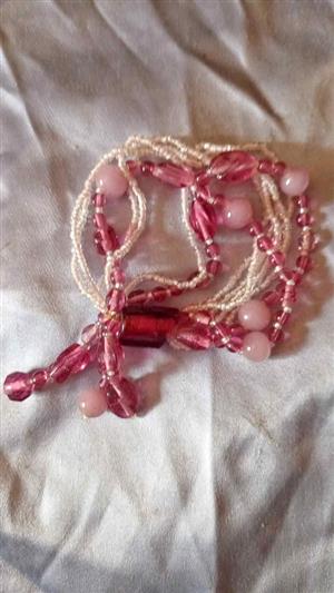 Pink french glass with rose quarts bangle