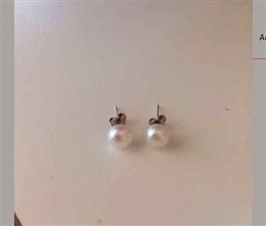 Earrings white stud freshwater pearls Woolworths brand