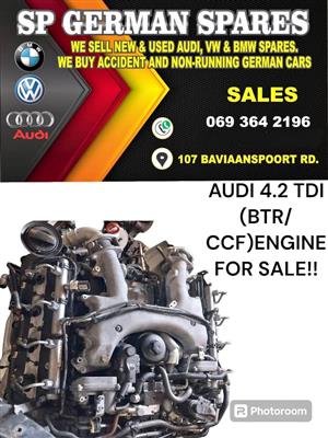 AUDI 4.2 TDI BTR/CCF LOW MILEAGE ENGINE FOR SALE!!!