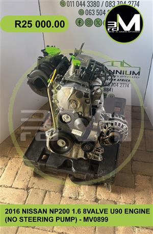 2016 NISSAN NP200 1.6 8 VALVE U90 ENGINE (NO STEERING PUMP) - MV0899  