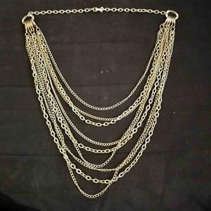 9 Strand multi layered  gold plated chain link Bib necklace