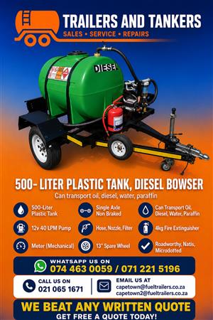500 liter Polyurethane diesel Bowser/ Mini tanker/ fuel trailer