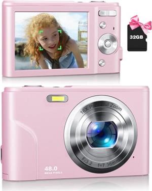 Digital Camera Autofocus 48MP 1080P Vlogging Camera for Kids Teens With 32GB SD