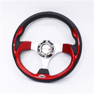 X1 Series Sports Steering Wheel - Black with Gloss Red Inserts