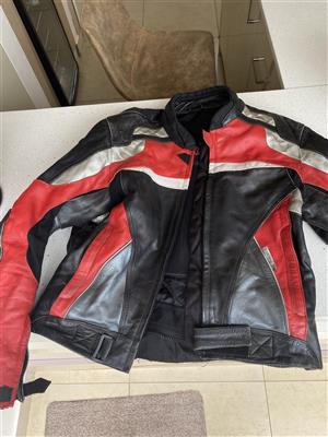 Motorcycle leather Jacket, Helmet and trousers