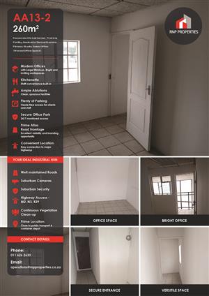 AA13-2 – 260m² Head Office, Call Center, Gym Space To Let