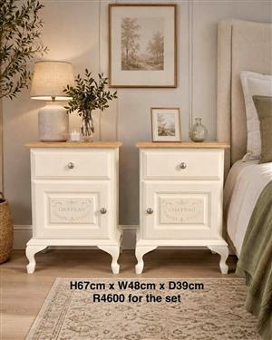 Bedside tables / pedestals refurbished inside and out by Dragonfly Furnishings. Price is/set