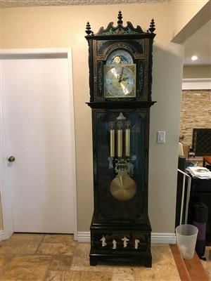 GRANDFATHER CLOCK ASIAN CHINESE HAND PAINTED