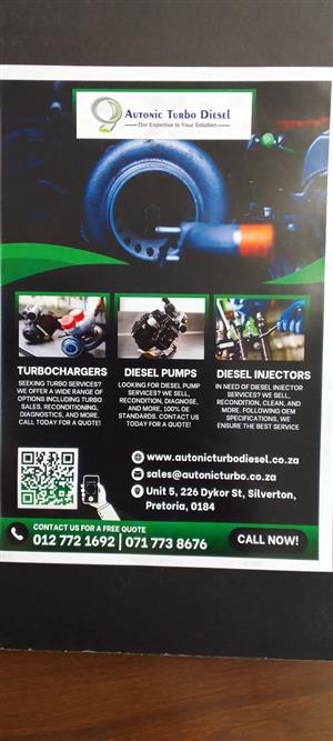 We specialize n Diesel pumps,Turbo chargers and injector services 