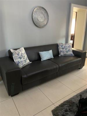 Coricraft Terry Leahter 3 Seater Couch Dark Brown Colour Brand