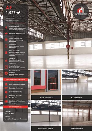 A9 – 1,527m² 2nd Floor Factory, Workshop, Distribution Space To Let
