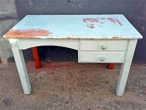 Knotty pine study desk. 